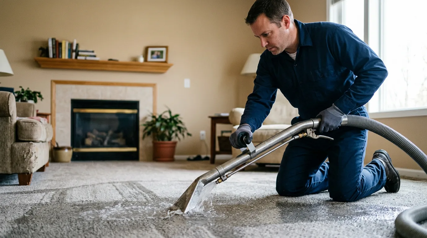 Water damage restoration technician working near Pilgrim, KY
